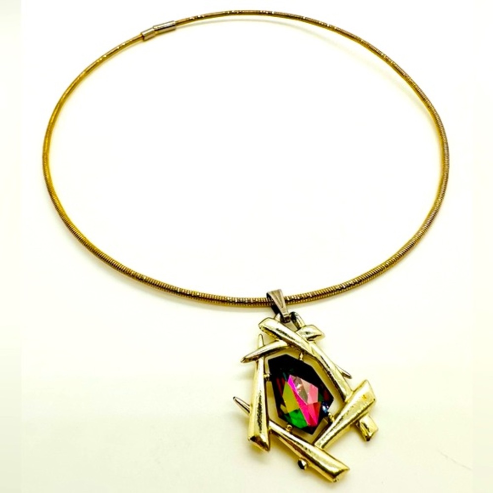 Vintage abstract heliotrope pendant necklace